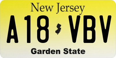NJ license plate A18VBV