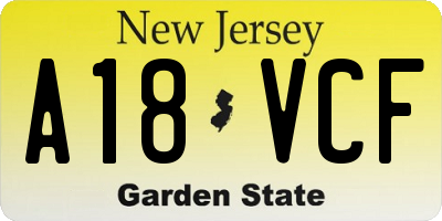 NJ license plate A18VCF