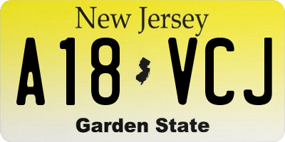 NJ license plate A18VCJ