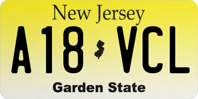 NJ license plate A18VCL