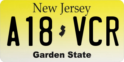 NJ license plate A18VCR