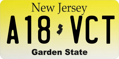 NJ license plate A18VCT