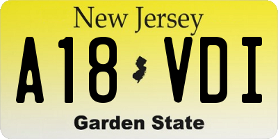 NJ license plate A18VDI
