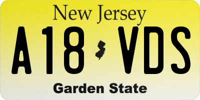 NJ license plate A18VDS