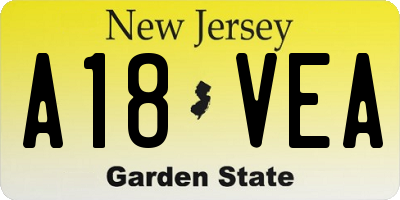 NJ license plate A18VEA