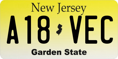 NJ license plate A18VEC