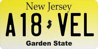NJ license plate A18VEL