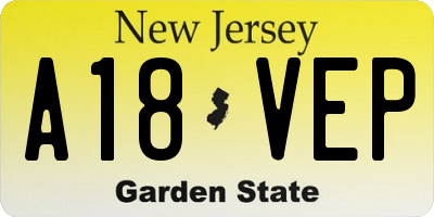 NJ license plate A18VEP
