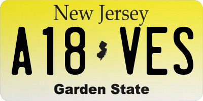 NJ license plate A18VES