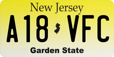 NJ license plate A18VFC