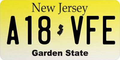 NJ license plate A18VFE