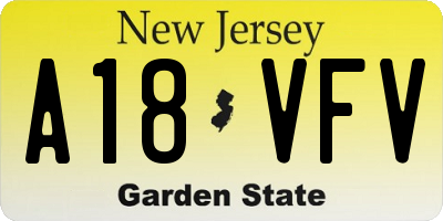 NJ license plate A18VFV