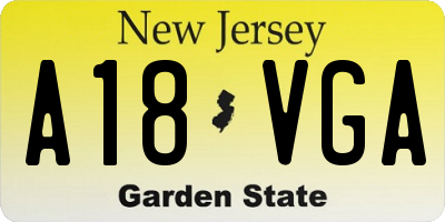 NJ license plate A18VGA