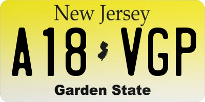 NJ license plate A18VGP