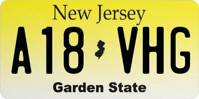 NJ license plate A18VHG