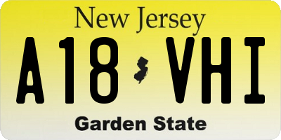 NJ license plate A18VHI