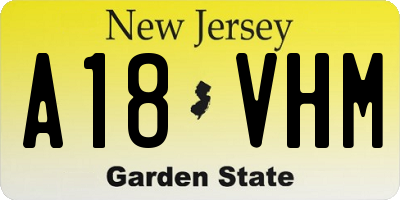 NJ license plate A18VHM