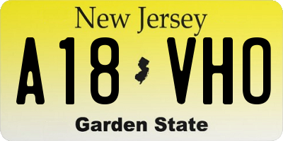 NJ license plate A18VHO