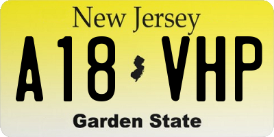 NJ license plate A18VHP