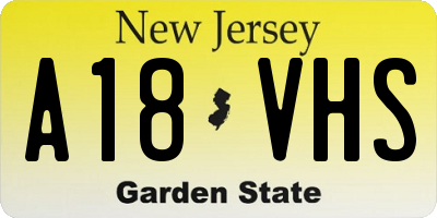 NJ license plate A18VHS