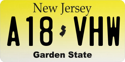 NJ license plate A18VHW