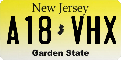 NJ license plate A18VHX