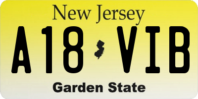 NJ license plate A18VIB