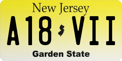 NJ license plate A18VII