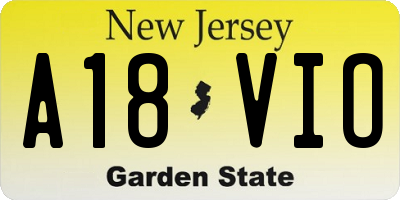 NJ license plate A18VIO