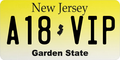NJ license plate A18VIP