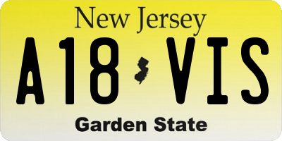 NJ license plate A18VIS