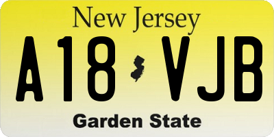 NJ license plate A18VJB