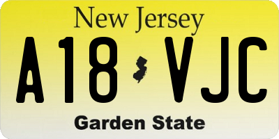 NJ license plate A18VJC