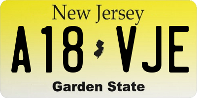 NJ license plate A18VJE