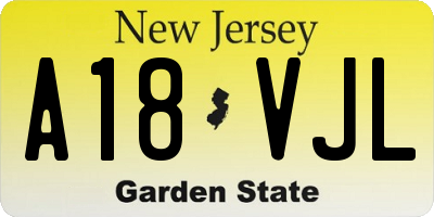 NJ license plate A18VJL