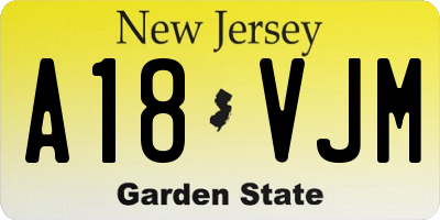 NJ license plate A18VJM