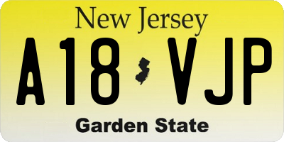 NJ license plate A18VJP