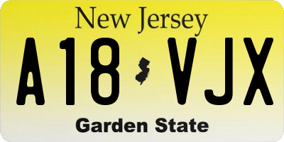 NJ license plate A18VJX