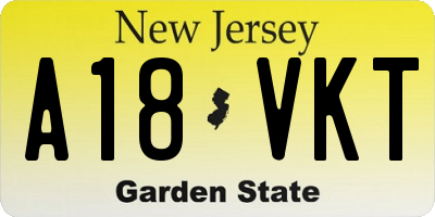 NJ license plate A18VKT