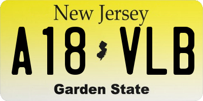 NJ license plate A18VLB