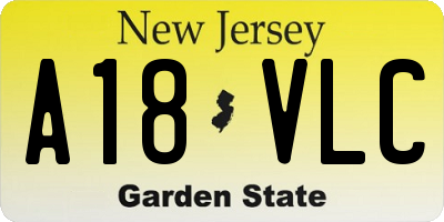 NJ license plate A18VLC