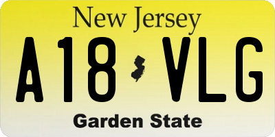 NJ license plate A18VLG