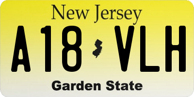 NJ license plate A18VLH