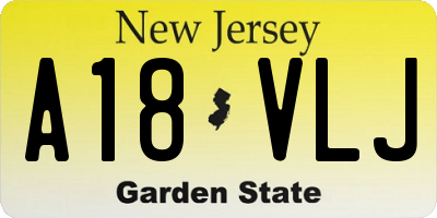 NJ license plate A18VLJ