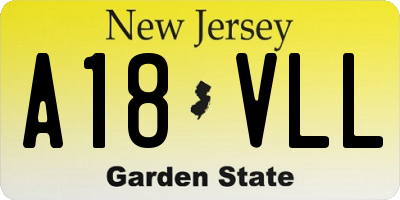NJ license plate A18VLL