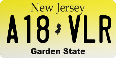 NJ license plate A18VLR