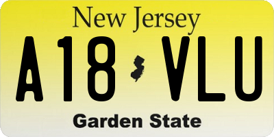 NJ license plate A18VLU