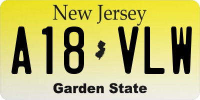 NJ license plate A18VLW