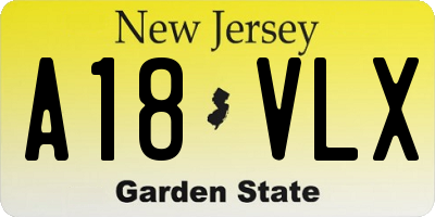 NJ license plate A18VLX