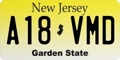 NJ license plate A18VMD